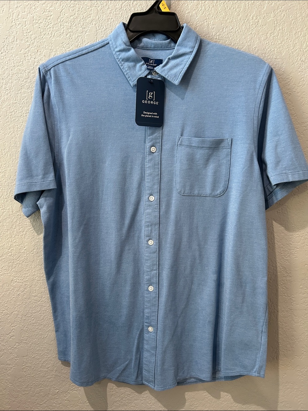 George Men's Sky Blue Short-Sleeve Button-Down Shirt
